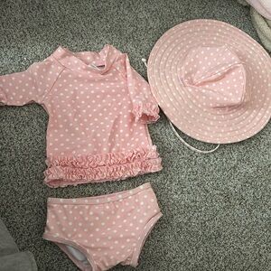 Ruffle butts bathing suit with hat